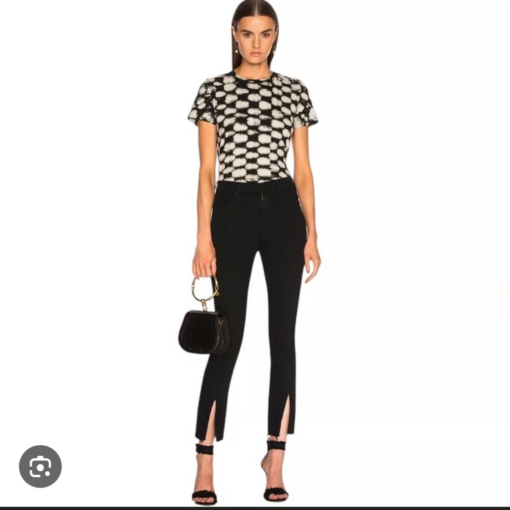 MOTHER Black Insider Slit Ankle Fray Jeans